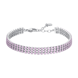 Bracciale tennis donna in acciaio con zirconi rosa di Luca Barra