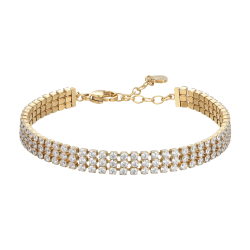 Bracciale tennis donna in acciaio ip gold con zirconi bianchi di Luca Barra