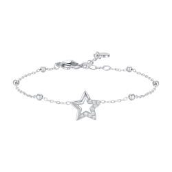 Bracciale in acciaio con stella e punti luce in zircone bianco