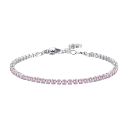 Bracciale tennis in acciaio con zirconi rosa