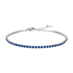 Bracciale tennis in acciaio con zirconi Blu