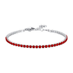 Bracciale tennis in acciaio color oro con zirconi rossi