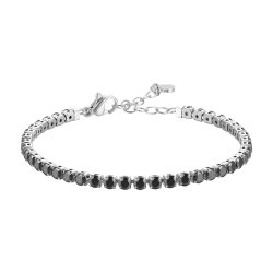 Bracciale tennis in acciaio con cristalli neri