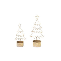Portacandela piccola a forma di albero color oro di Nuvole di stoffa
