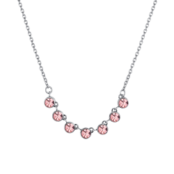 Collana donna in acciaio con cristalli rosa Luca Barra