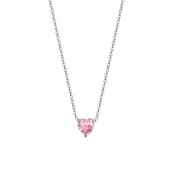 Collana in acciaio con cuore e cristallo rosa Luca Barra
