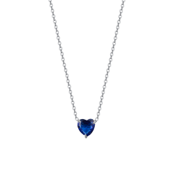 Collana in acciaio con cuore e cristallo blu Luca Barra