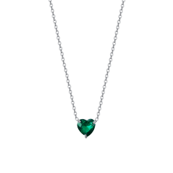 Collana in acciaio con cuore e cristallo verde Luca Barra