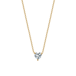 Collana in acciaio color oro con cuore e cristallo bianco Luca Barra