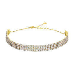 Collana choker tennis donna in acciaio ip gold con zirconi bianchi di Luca Barra