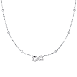 Collana in acciaio con infinito e punti luce di zircone bianco