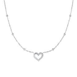 Collana in acciaio con cuore e punti luce