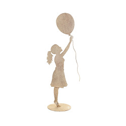 Bimba con palloncino in metallo anticato H 59 cm, Nuvole di Stoffa