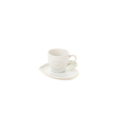 Tazzina con piattino cuore bianco 6.2x5.7cm