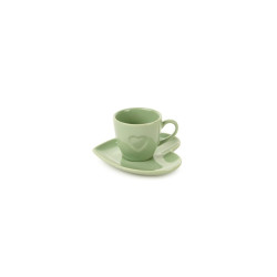 Tazzina con piattino cuore verde