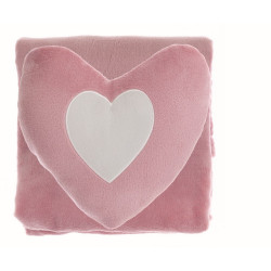 Plaid e cuscino cuore rosa Blanc Mariclò