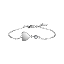 Bracciale in acciaio con cuore e cristallo bianco Luca Barra