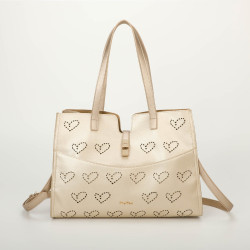 Borsa shopping cuore traforato oro