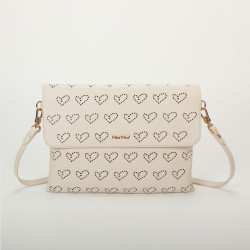 Borsa tracolla cuore traforato beige