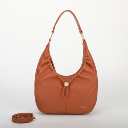 Borsa modello hobo arricciato color cuoio di Mimi Mua
