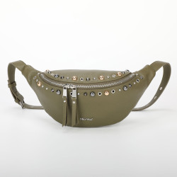 Marsupio con borchie color verde militare, di Mimi Mua