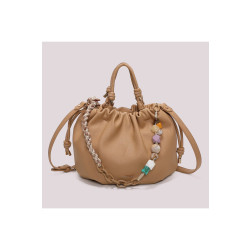 Borsa a mano con foulard decorativo, Mimimuà, taupe