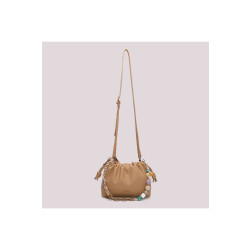 Borsa a tracolla con foulard decorativo, Mimimuà, taupe