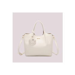 Borsa a mano con charm a fiore, Mimi Muà, bianco