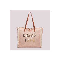 Borsa shopper "Beach life", salmone melange glitter, Mimi Muà