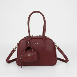 Borsa a braccio con borsina micro, color burgundy di Mimi Mua