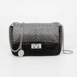 Borsa a tracolla con strass, color nero di Mimi Mua