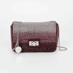 Borsa a tracolla con strass, color mosto di Mimi Mua