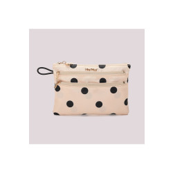 Portaoggetti piccolo in nylon colore cipria con pois neri, Mimi-Muà