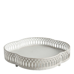 Vassoio in metallo bianco shabby 28x28 cm, Mathilde M