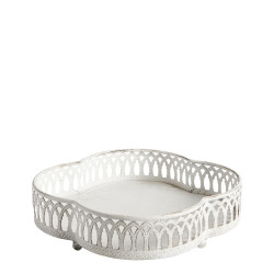 Vassoio in metallo bianco shabby 23x23 cm, Mathilde M