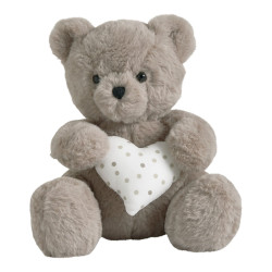 Peluche orso con cuore, 18x20x19 cm, beige, Mathilde M