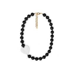 Collana sfere nere cuore bianco Mya