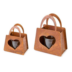 Portacandela Grande a forma di borsa con cuore, di Nuvole di stoffa