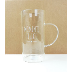 Brocca acqua 1200ml "Momenti felici" vetro borosilicato, Di Nuvole di stoffa